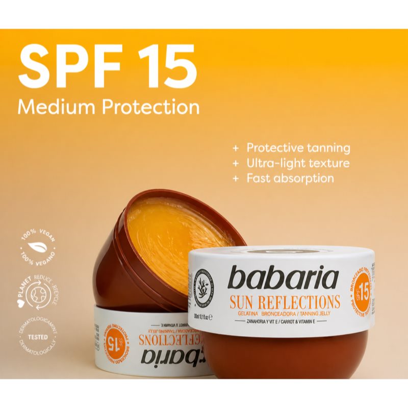 Babaria Tanning Jelly Sun Reflections ochranný gél SPF 15 300 ml (obrázok 3)