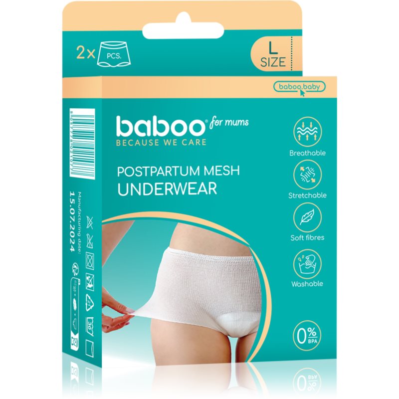 Baboo Postpartum Mesh Pants poporodní kalhotky velikost L 2 ks
