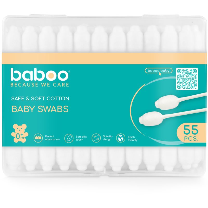 Baboo Baby Swabs vatové tyčinky pro děti od narození 55 ks