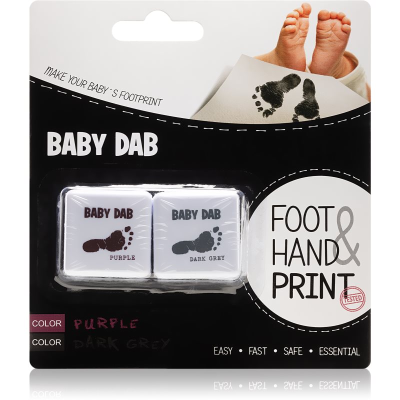 Baby Dab Foot & Hand Print Purple & Grey barva za otroške odtise 2 kos