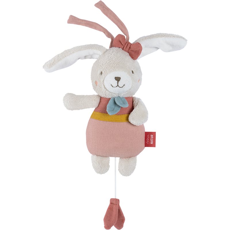 BABY FEHN fehnNATUR Musical Rabbit контрастна играчка за окачане с мелодия 1 бр.