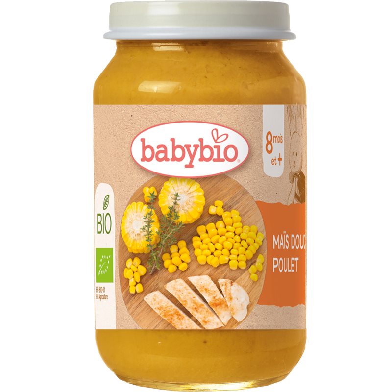 Babybio BIO sladká kukurica s farmárskym kuracím mäsom detský príkrm 200 g
