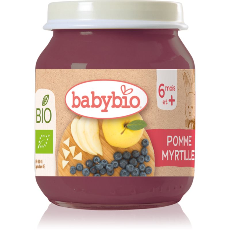 BABYBIO Bio jablko a čučoriedky 4m+ 130 g