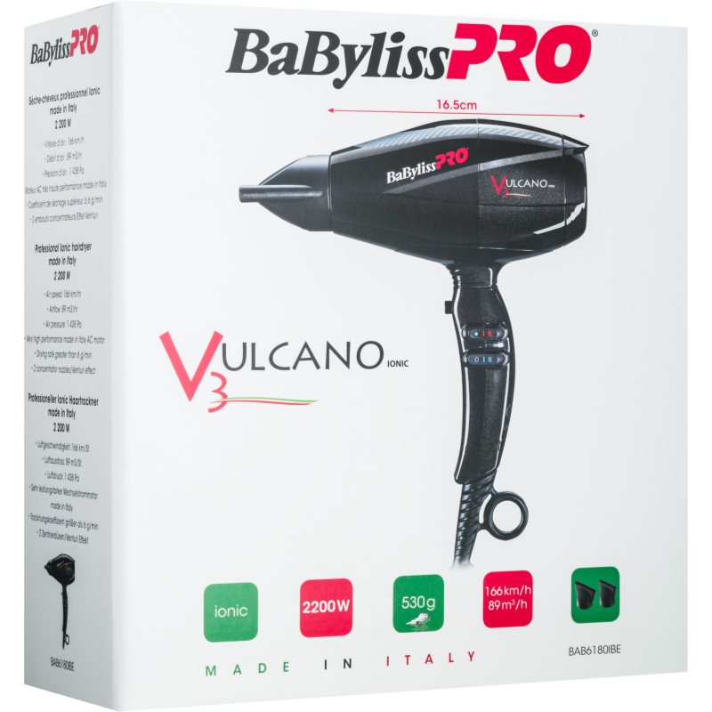 

BaByliss PRO Vulcano V3 фен для волосся з іонізатором BAB6180IBE