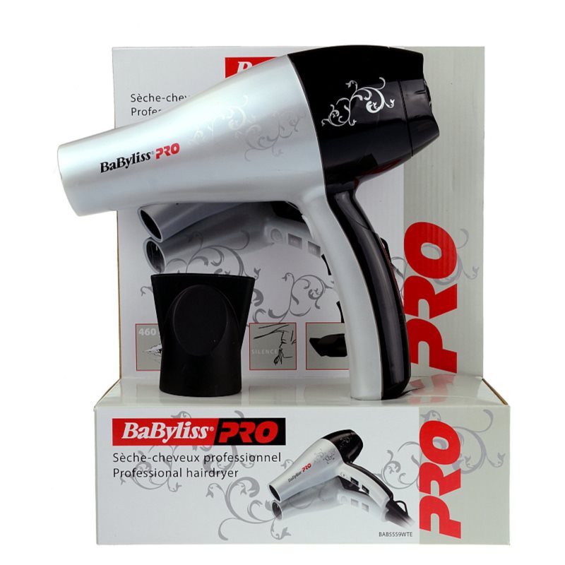 BaByliss PRO Dryers Professionnel Silver hair dryer BAB5559WTE pc
