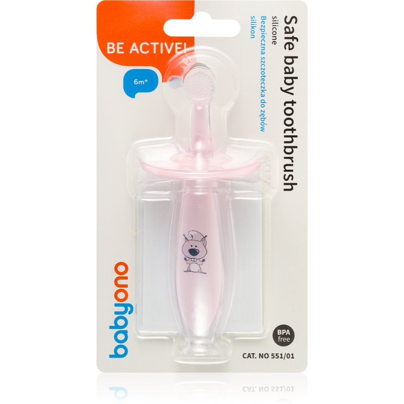 E-shop BabyOno Safe Baby Toothbrush zubní kartáček pro děti 6 m+ Pink 1 ks