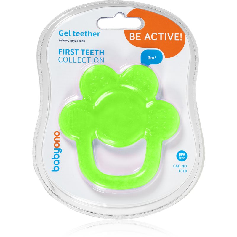 BabyOno Be Active Gel Teether Chew Toy Green Flower 1 Pc