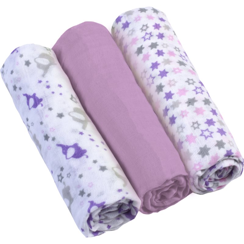 BabyOno Diaper Super Soft текстильні підгузки Violet 70 × 70 Cm 3 кс