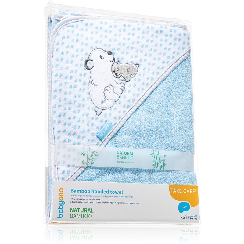 BabyOno Towel Bamboo towel with hood from bamboo Blue 100x100 cm
