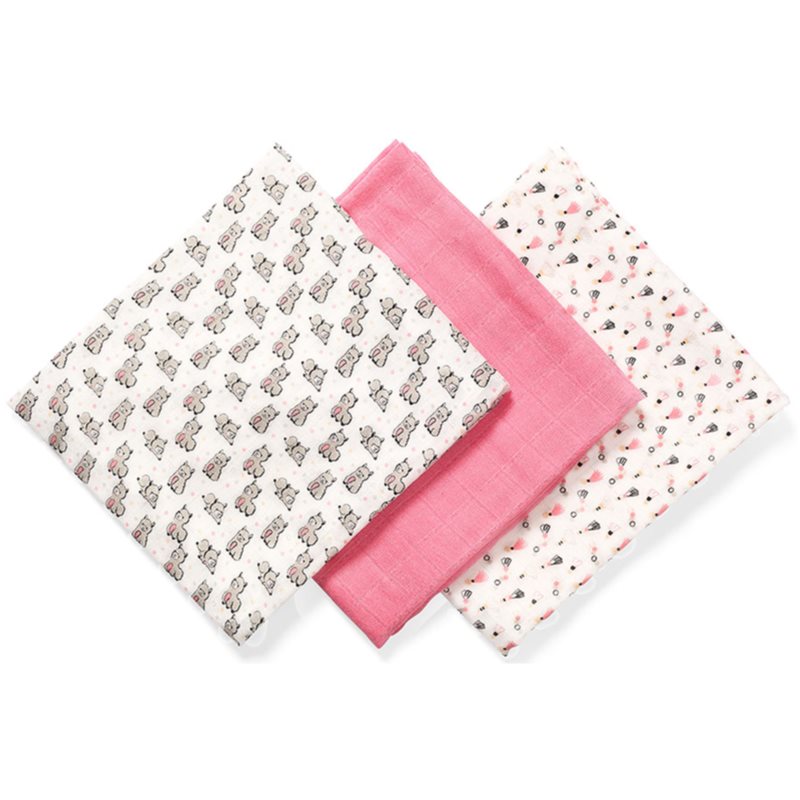 BabyOno Take Care Natural Diapers текстильні підгузки 70 X 70 Cm Pink 3 кс