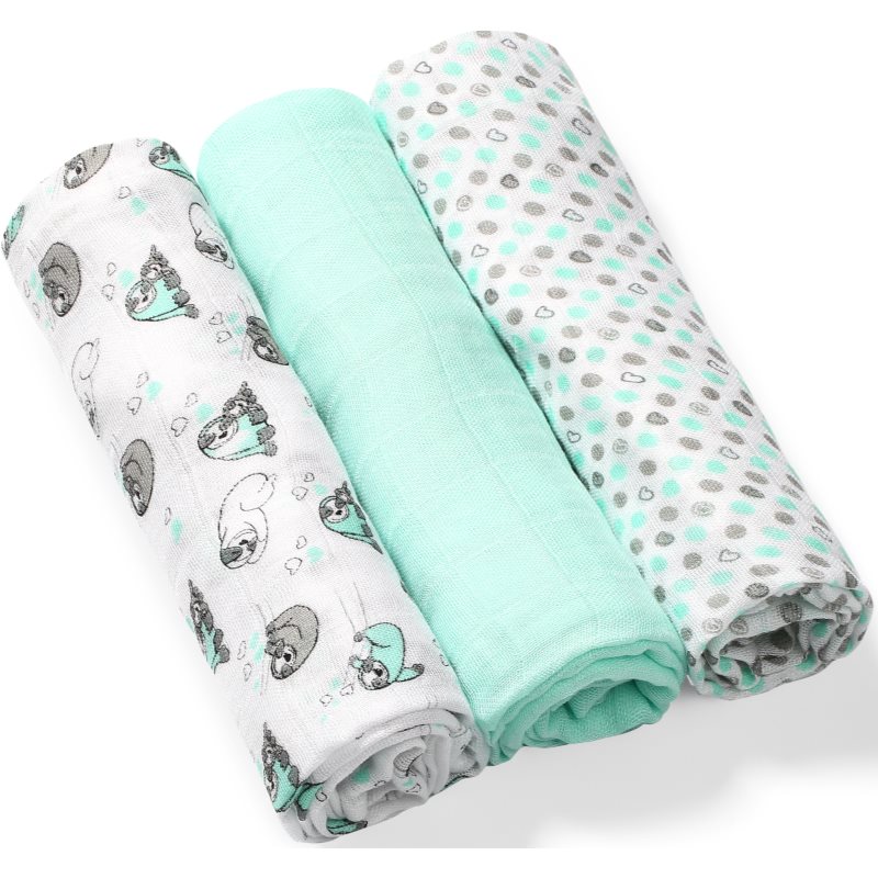 BabyOno Take Care Natural Diapers cloth nappies 70 x 70 cm Mint 3 pc

