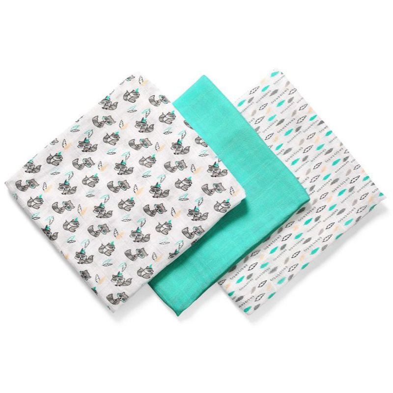BabyOno Take Care Natural Diapers mosható pelenkák 70 x 70 cm Turquoise 3 db
