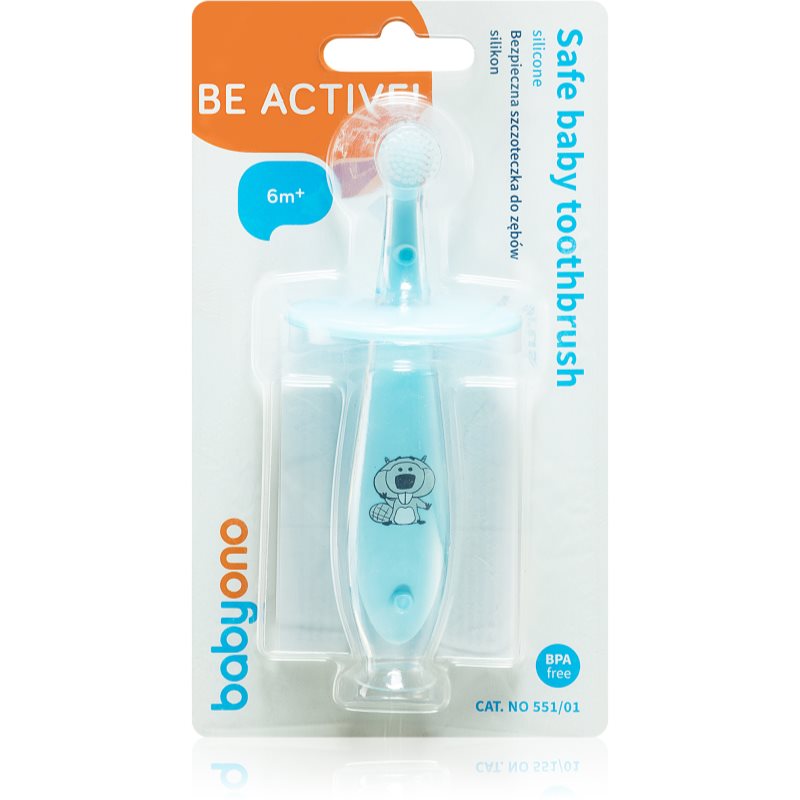 BabyOno Safe Baby Toothbrush szczoteczka do zębów dla dzieci 6m+ Blue 1 szt.