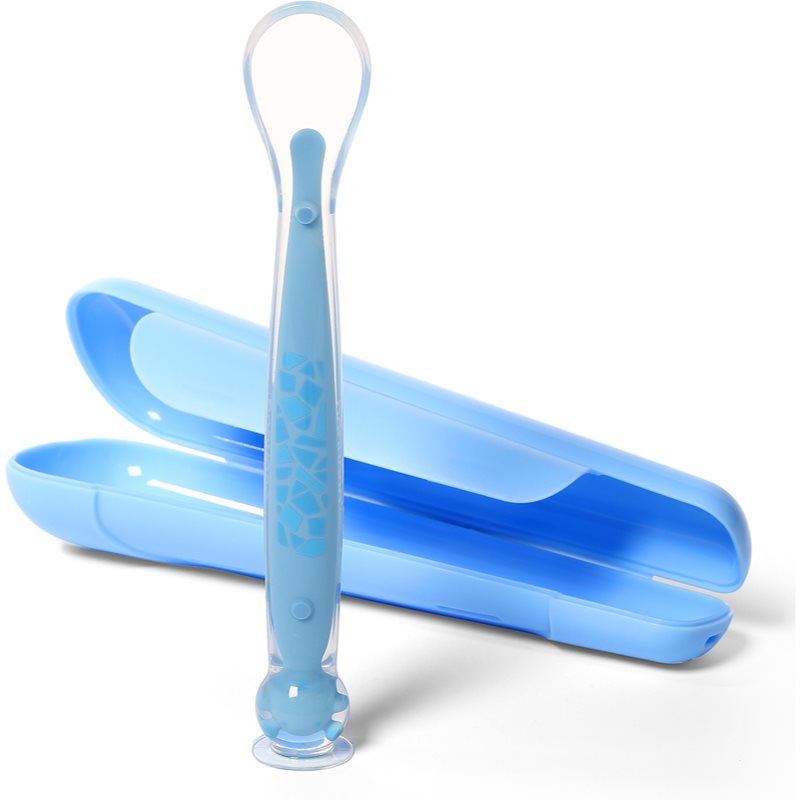 E-shop BabyOno Be Active Suction Baby Spoon lžička + obal Blue 6 m+ 1 ks