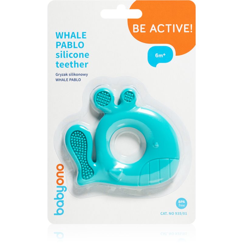 BabyOno Be Active hryzadielko 6m+ Whale Pablo Blue 1 ks