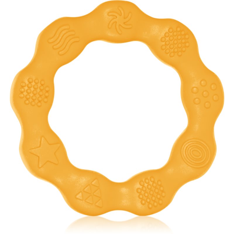 BabyOno Be Active Silicone Teether Ring Chew Toy Yellow 1 Pc