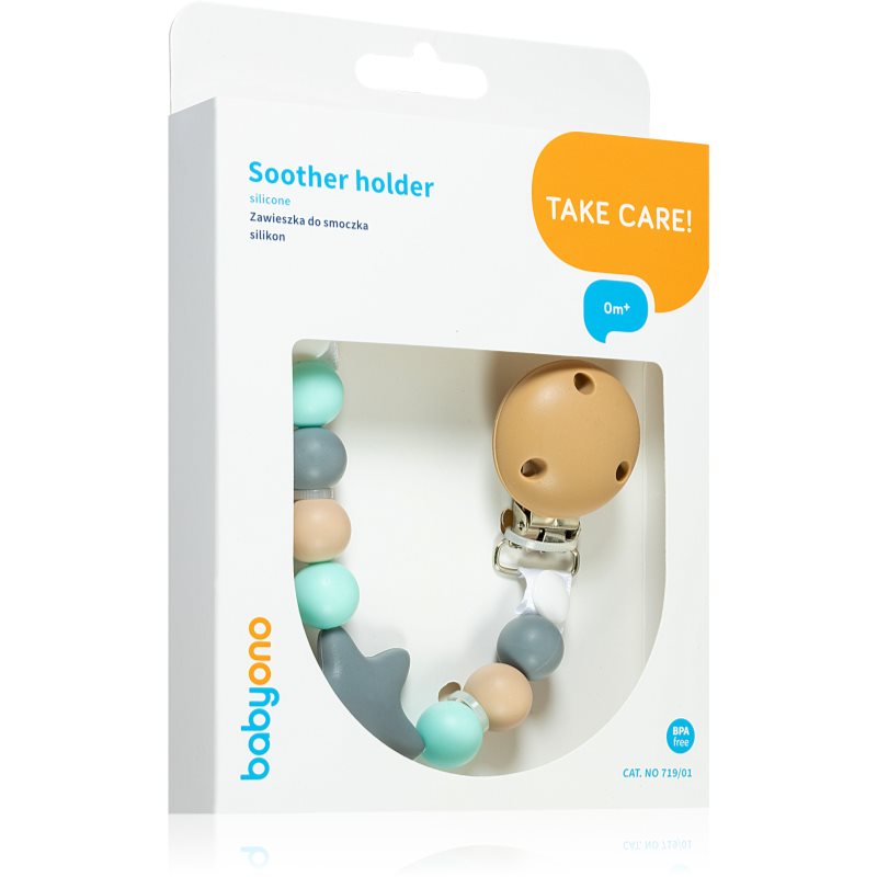BabyOno Take Care Soother Holder 0m+ тримач для пустушки Brown 1 кс