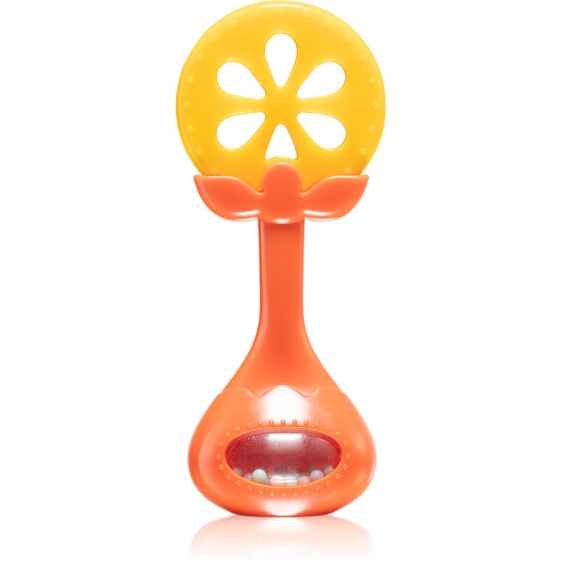 BabyOno Have Fun Teether chew toy with rattle Juicy Orange 1 pc

