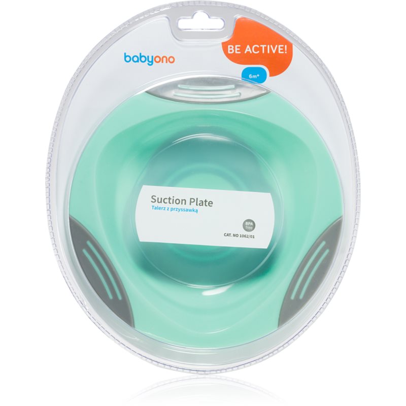 BabyOno Be Active Suction Plate тарілка з присоскою Mint 6 M+ 1 кс