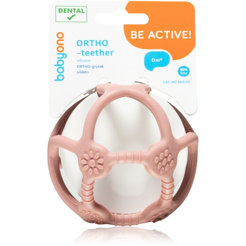 

BabyOno Be Active Ortho прорізувач без вмісту бісфенолу А 0 m+ pink