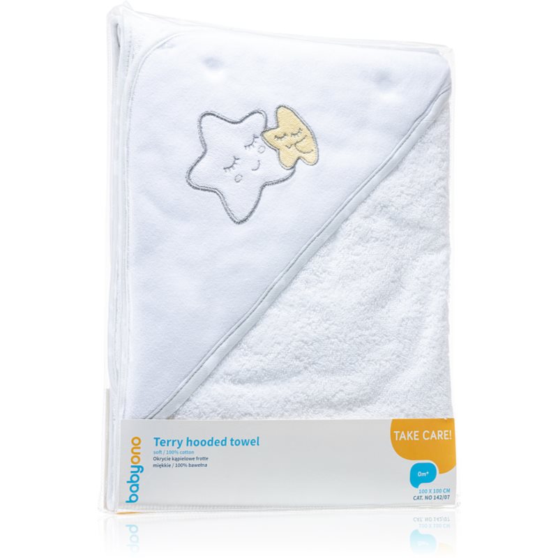 BabyOno Towel Terrycloth Handtuch mit Kapuze White 100x100 cm