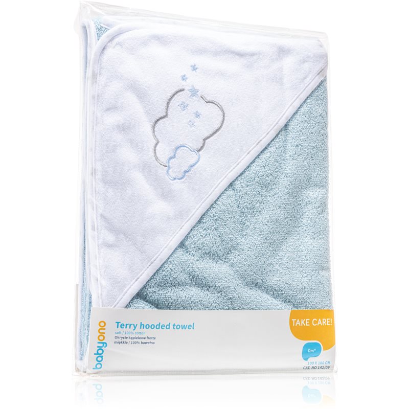 BabyOno Towel Terrycloth osuška s kapucňou Blue 100x100 cm