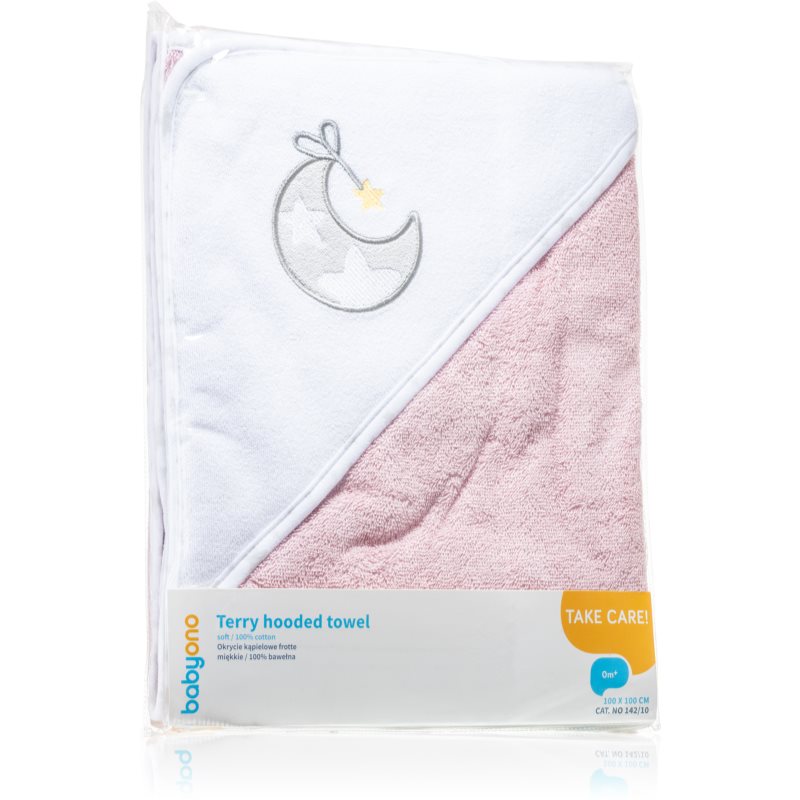 BabyOno Towel Terrycloth brisača s kapuco Pink 100x100 cm