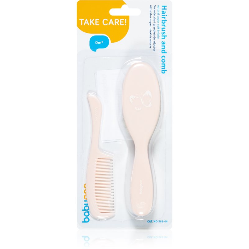 E-shop BabyOno Take Care Hairbrush and Comb IV kartáč na vlasy pro děti Pink 2 ks