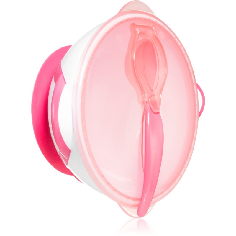 BabyOno Be Active Suction Bowl with Spoon набір посуду для дітей Pink 6 m+ 2 кс