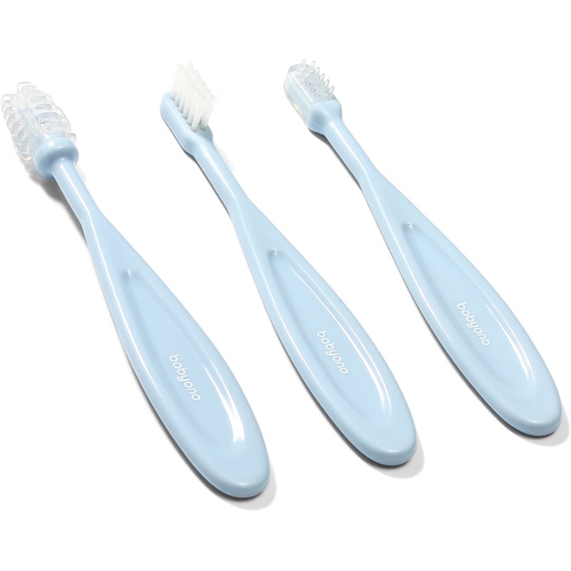 BabyOno Toothbrush zubní kartáček pro děti Blue 3 ks