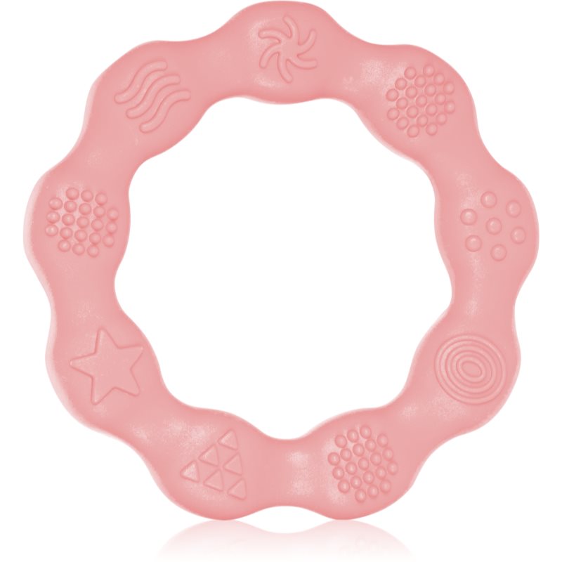 BabyOno Be Active Silicone Teether Ring grizalo Pink 1 kos