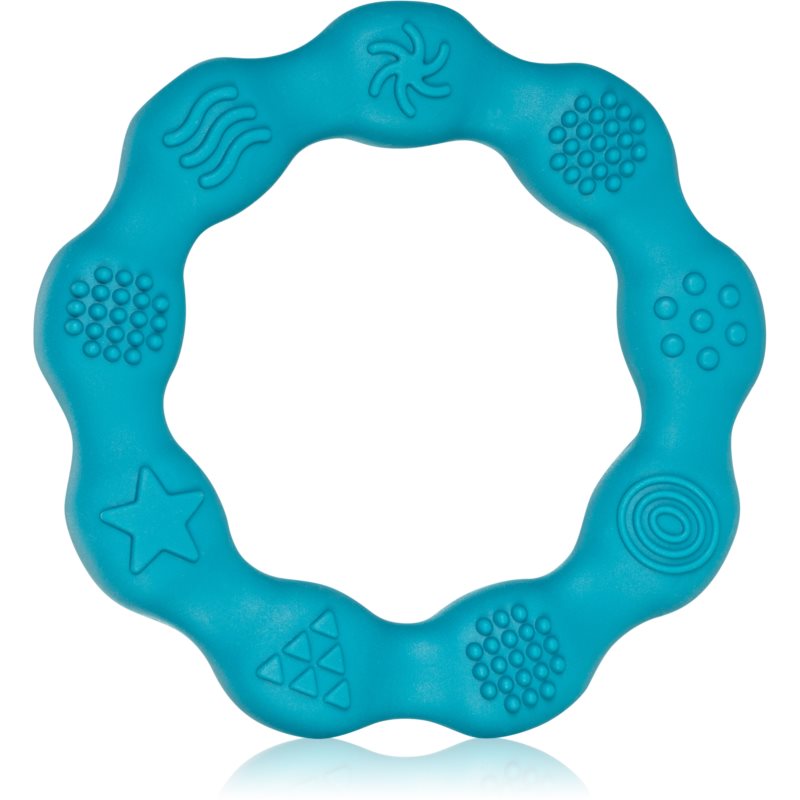 BabyOno Be Active Silicone Teether Ring chew toy Blue 1 pc
