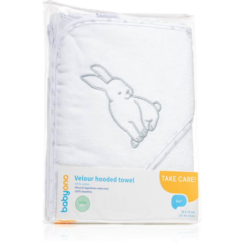 

BabyOno Towel Velour банний рушник з капюшоном екстра м'яка White