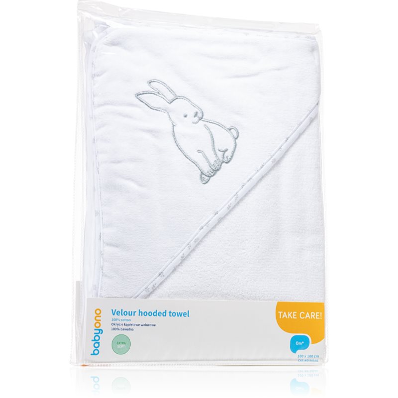 

BabyOno Towel Velour банний рушник з капюшоном White