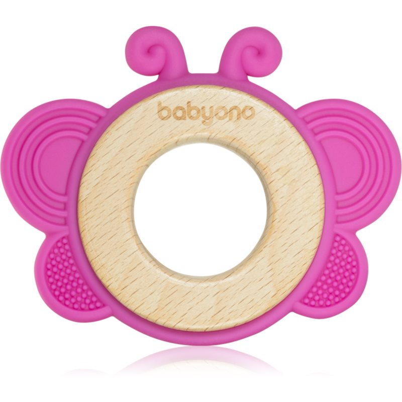 BabyOno Wooden & Silicone Teether Chew Toy Butterfly 1 Pc