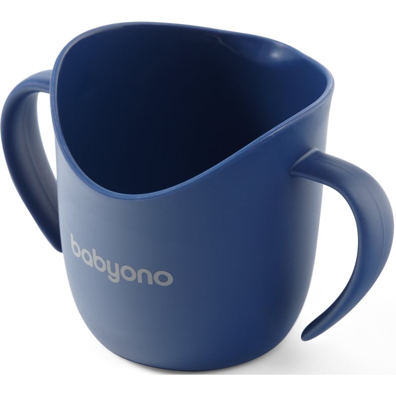 BabyOno Be Active Flow Ergonomic Training Cup puodelis su rankenomis Dark Blue 120 ml