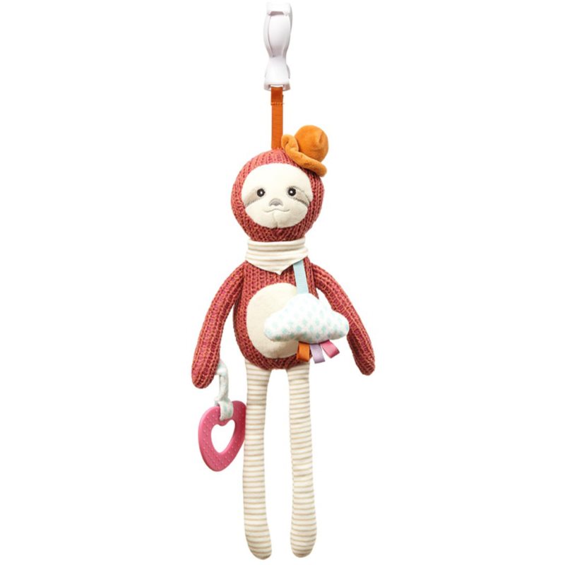 BabyOno Have Fun Pram Hanging Toy with Teether kontrastná závesná hračka s hryzadielkom Sloth Leon 1 ks