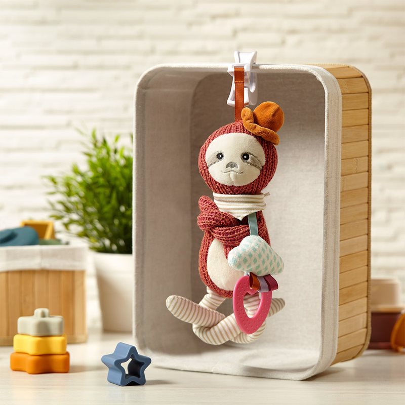 BabyOno Have Fun Pram Hanging Toy With Teether Contrast Hanging Toy With Teether Sloth Leon 1 Pc