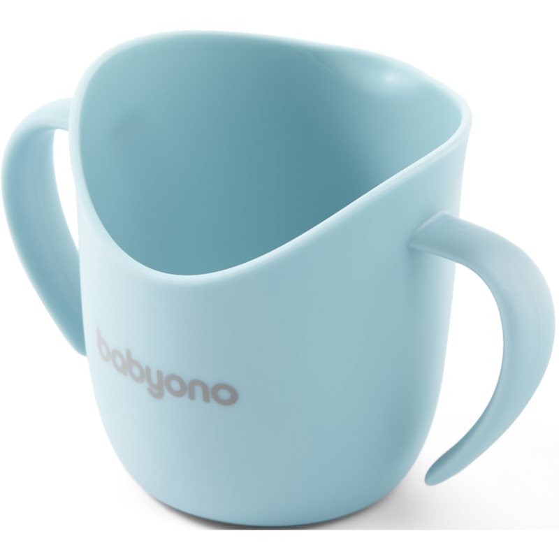 BabyOno Be Active Flow Ergonomic Training Cup puodelis su rankenomis Light Blue 120 ml