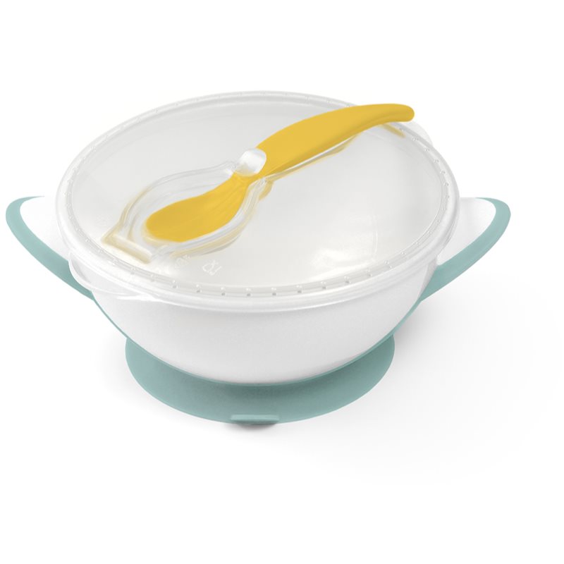 BabyOno Be Active Suction Bowl with Spoon matuppsättning för barn Green/Yellow 6 m+ 2 st. unisex