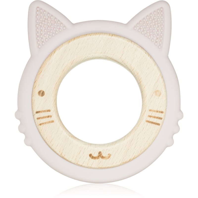 BabyOno Wooden & Silicone Teether chew toy Kitten 1 pc
