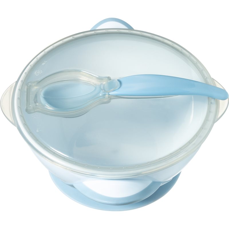 BabyOno Be Active Suction Bowl with Spoon набір посуду для дітей Blue 6 m+ 2 кс