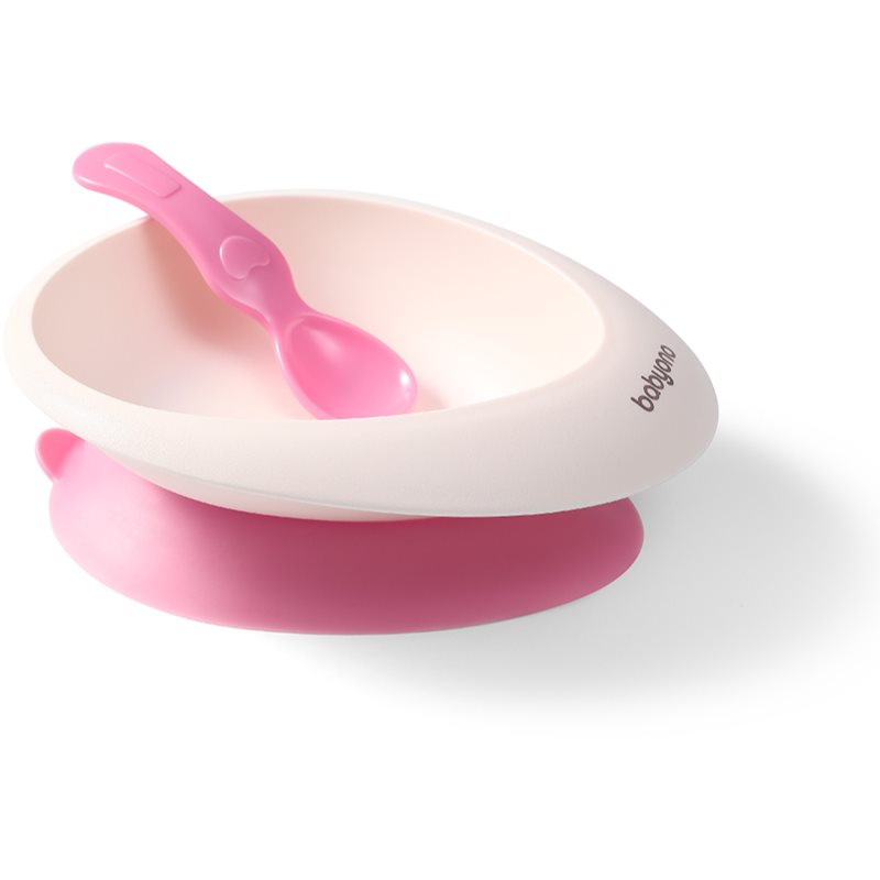 BabyOno Be Active Bowl with a Spoon dinnerware set Pink 6 m+ 1 pc
