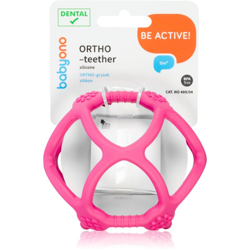 BabyOno Be Active Ortho Teether прорізувач для дітей від народження Pink 1 кс