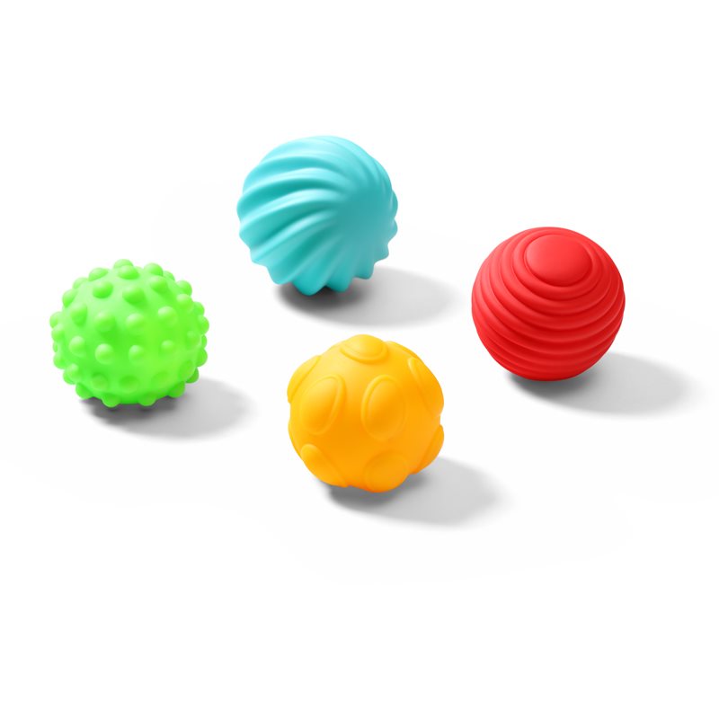 BabyOno Have Fun Sensory Balls mäkké senzorické loptičky 6 m+ 4 ks