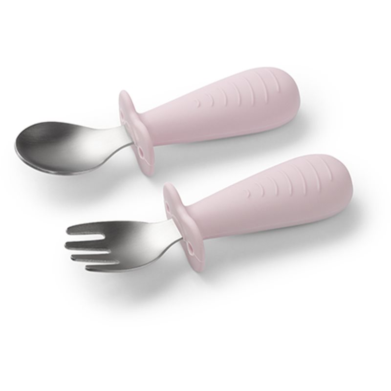 BabyOno Be Active Stainless Steel Spoon and Fork μαχαιροπίρουνο για παιδιά Pink 12m+ 2 τμχ