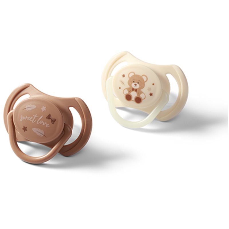 BabyOno Take Care Symmetrical Silicone Soothers Schnuller Day & Night 0-6m 2 St.