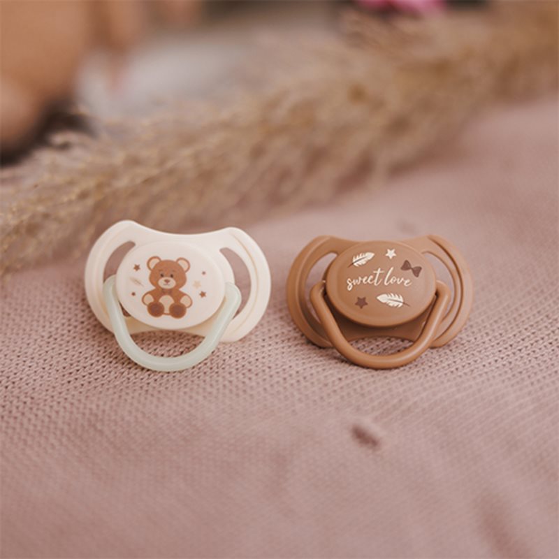 BabyOno Take Care Symmetrical Silicone Soothers dudlík Day & Night 0-6m 2 ks (obrázek 3)