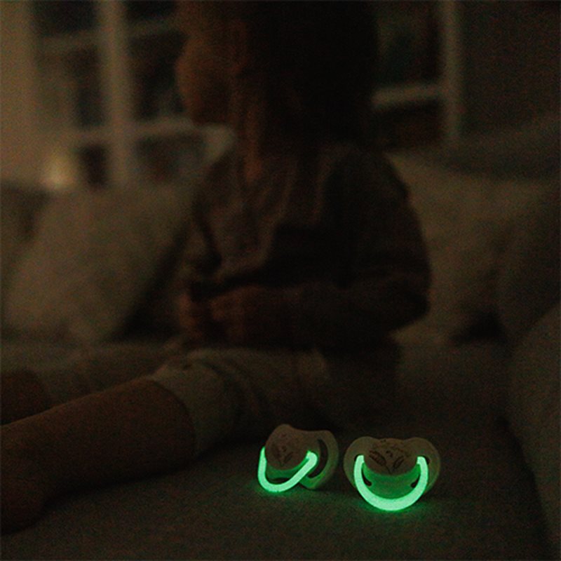 BabyOno Take Care Symmetrical Silicone Soothers dudlík Day & Night 18m+ 2 ks (obrázek 4)