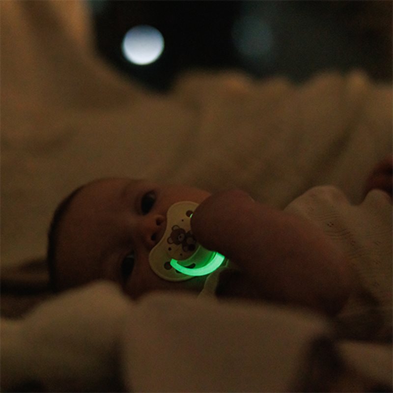 BabyOno Take Care Anatomical Silicone Soothers dudlík Night & Day 0-6m 2 ks (obrázek 4)